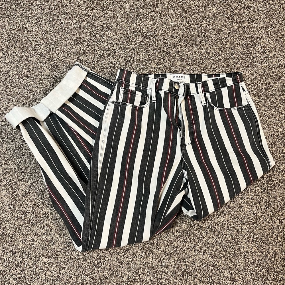 Frame Denim Le Sylvie Band Stripe Straight Leg Jeans - Picture 4 of 5